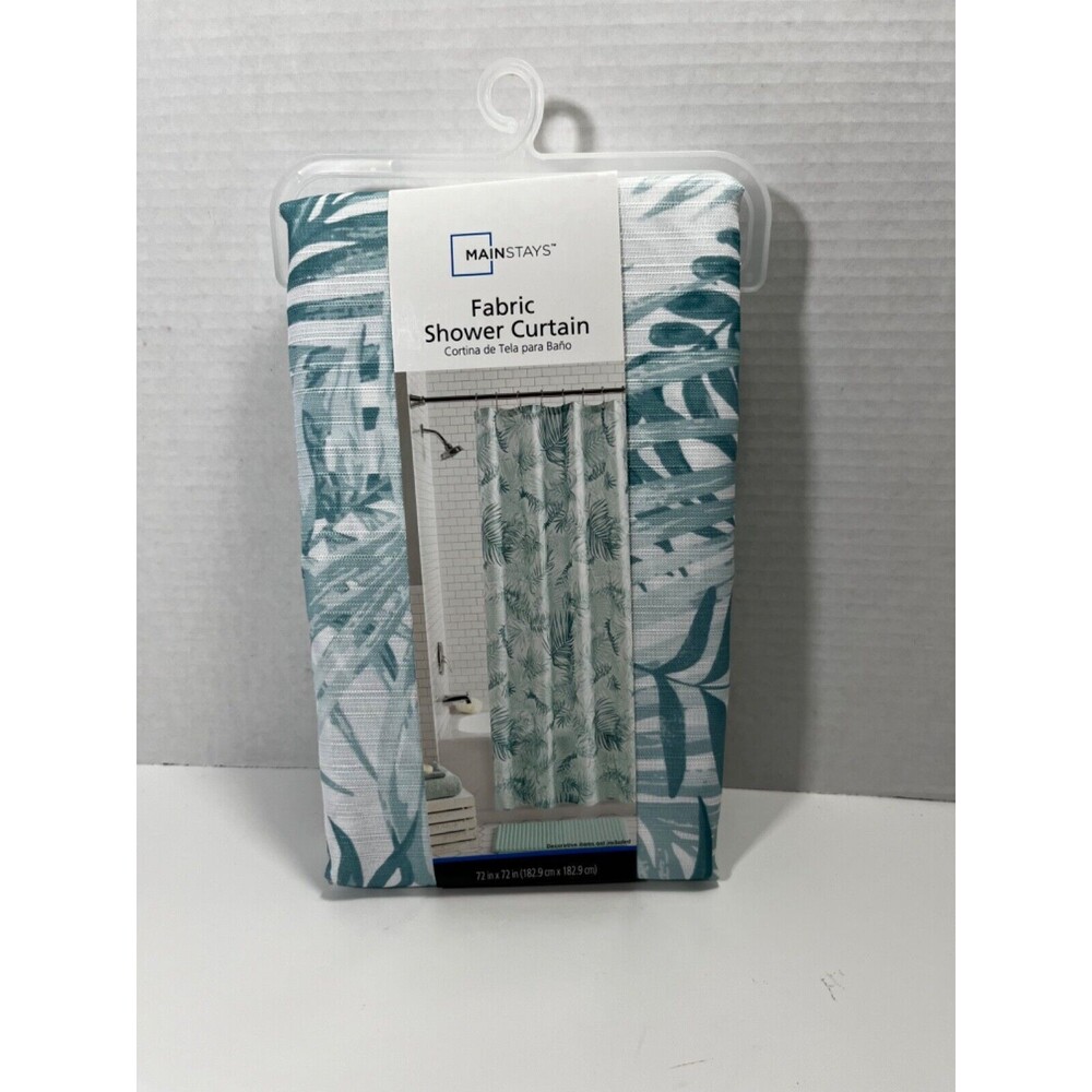 Mainstays Fabric Shower Curtain 72x72 In Palm Prints All Polyester